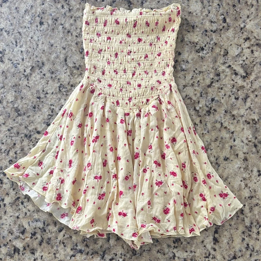 Garage Yellow Smocked Floral Dress - Picture 1 of 4